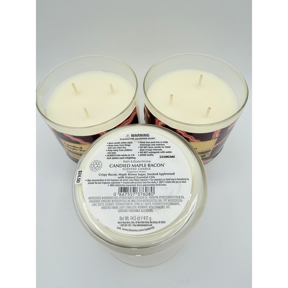 (3) Bath & Body Works CANDIED MAPLE BACON Candles 14.5 oz 3-Wick LE - Picture 4 of 6